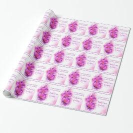 Orchid stilized lila rosa vid namn bröllop wrap presentpapper