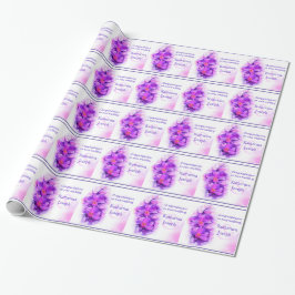 Orchid stilized lila vid namn bröllop wrap presentpapper