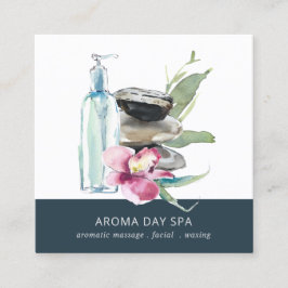 ORCHID STONE BAMBOO WATERCOLOR SPA MASSAGE TEERAPY FYRKANTIGT VISITKORT