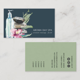 ORCHID STONE NAVY WATERCOLOR SPA MASSAGE-BEHANDLIN VISITKORT