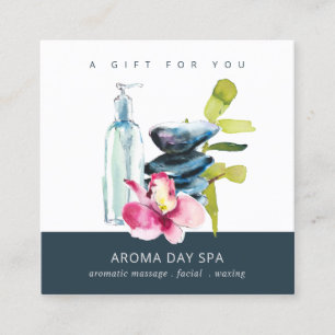 ORCHID STONE SPA MASSAGE THERAPY GIFT CERTIFICICE FYRKANTIGT VISITKORT