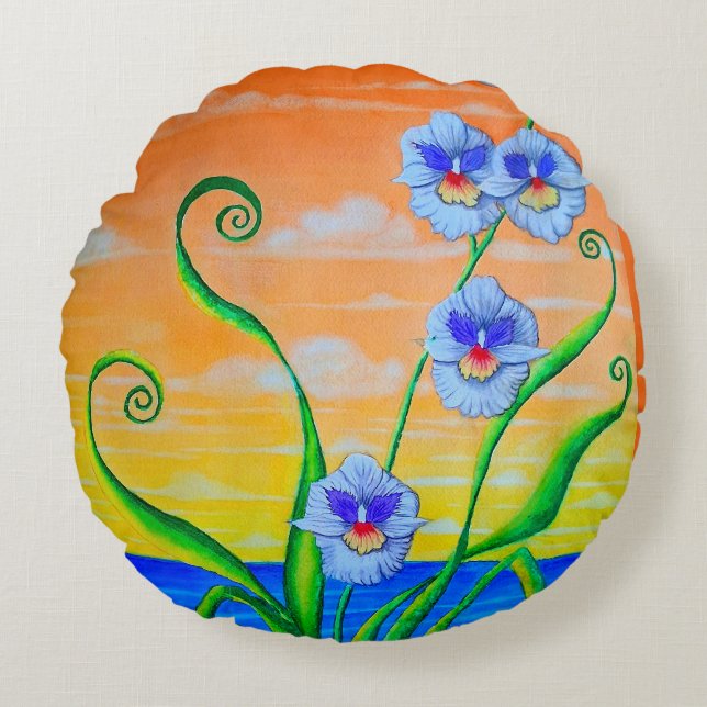 Orchid Sunset Rund Kudde (Framsidan)