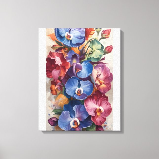 Orchid Symphony - Vibrant Blommigt Art i Rik Färg Canvastryck (Framsida)