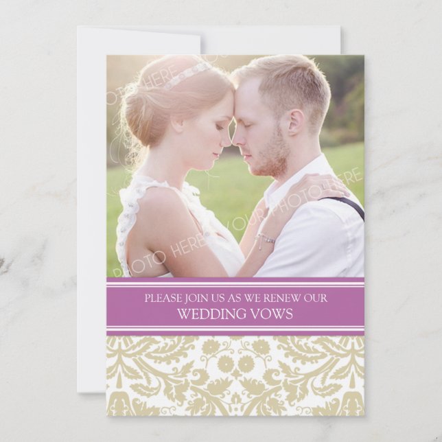 Orchid Tan Photo Bröllop Vow Renewal bjudande Inbjudningar (Framsida)