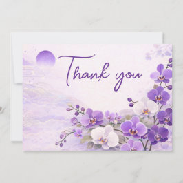 Orchid Thank You Card – Purple Floral Design Julkort