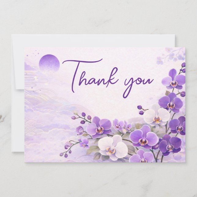 Orchid Thank You Card – Purple Floral Design Julkort (Framsida)