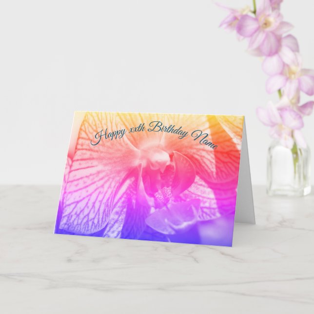 Orchid Up Close Rainbow Personlig Birthday Kort (Orkide)