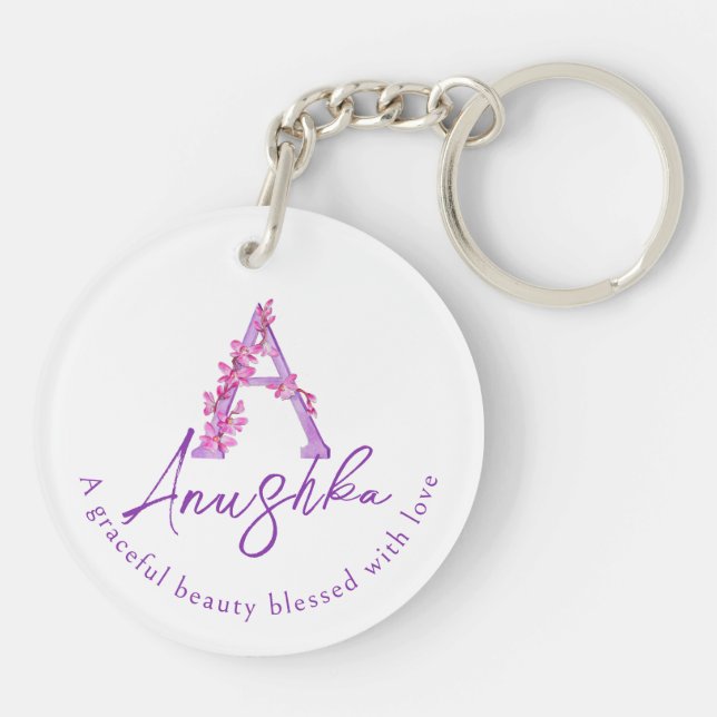 Orchid vattencolor A monogram Anushka namn (Baksidan)