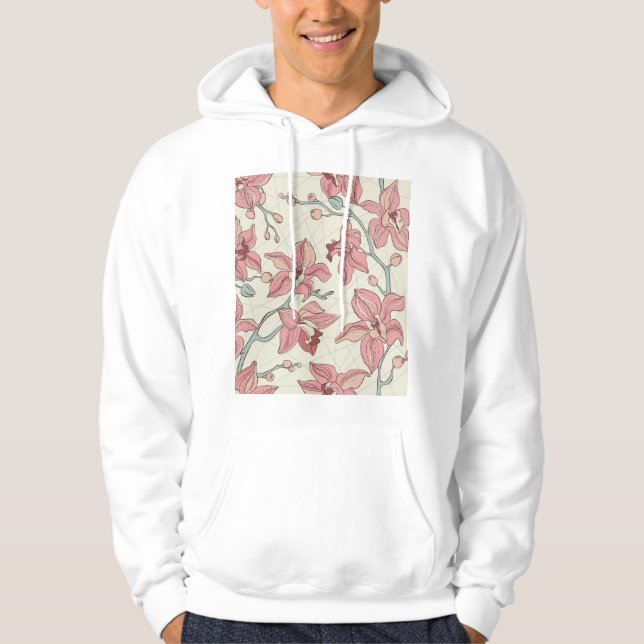 Orchid Vintage Mönster: Elegant Papper Hoodie (Framsida)
