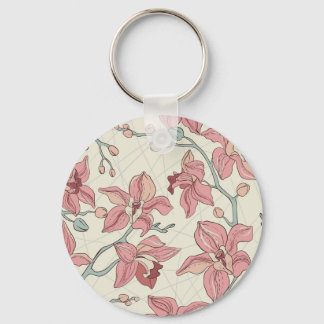 Orchid Vintage Mönster: Elegant Papper Nyckelring