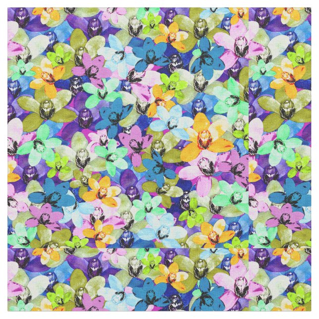 Orchid Watercolor Extravaganza Tyg (Närbild)