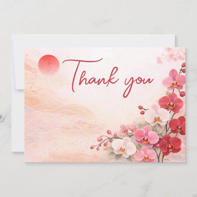 Orchid wedding Thank You Card – Pink Floral Design Julkort (Framsida)