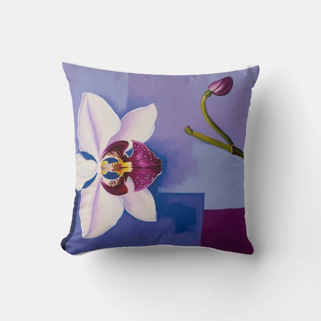 Orchid Whispers: Vita och Violet Tones på Pastel Kudde (Framsida)