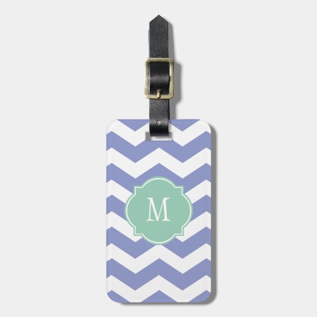 Orchid & White Chevron Monogram Luggage Tag Bagagebricka (Vertikal Framsida)