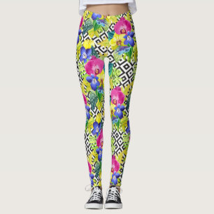 Orchidbegonia- och handflatanlöv leggings