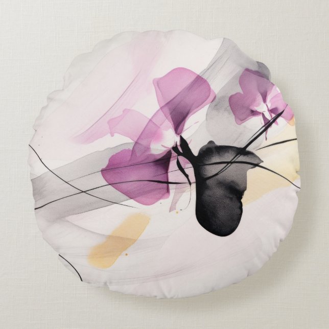 Orchids abstrakt mönster bakgrund rund kudde (Framsidan)