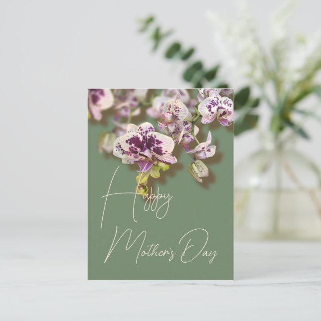 Orchids Blommigt Lycklig Mor dag Helg Vykort (Stående Fram)