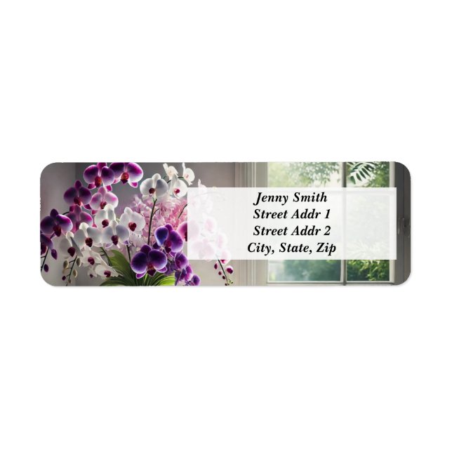 Orchids Bouquet by the window Returadress Etikett (Framsidan)