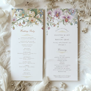 Orchids Bröllop Ceremony-programmet Inbjudningar