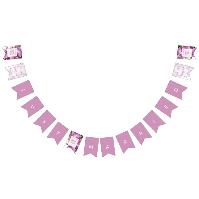 Orchids Bröllop Ny gifta buntbanderoll Vimplar (Alla)