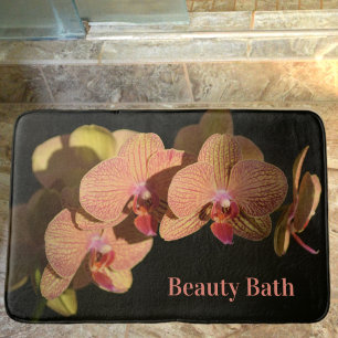 Orchids Coral Rosa Photographic Blommigt Black Badrumsmatta