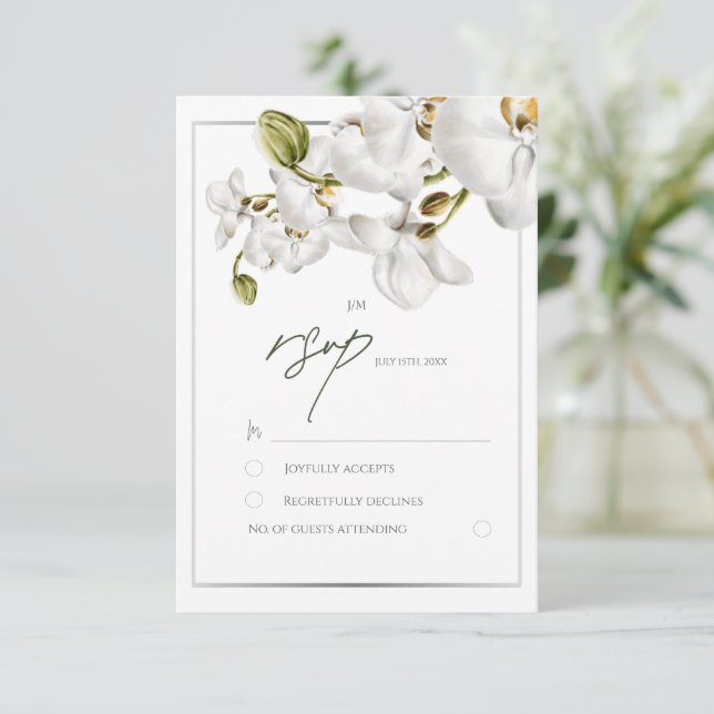 Orchids Frame Elegant Tropical Wedding OSA Kort (Stående Fram)