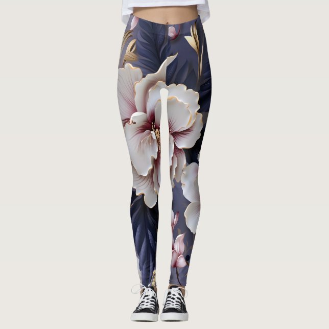 Orchids mönster leggings (Framsida)