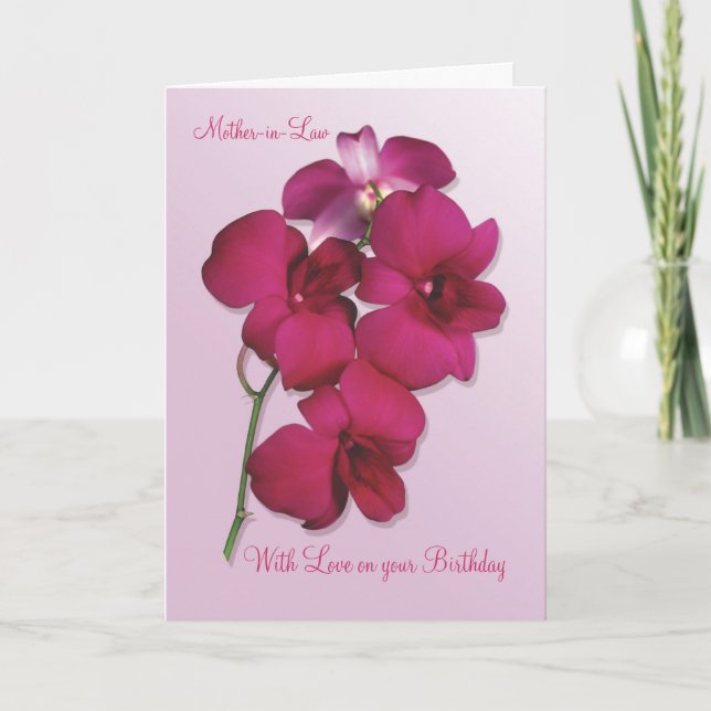 Orchids. Mor-i-Law Birthday Card Kort (Framsida)