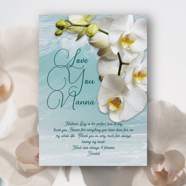 Orchids Mors dag Nanna Message Magnetic Card Magnetisk Inbjudningskort (Skapare uppladdad)