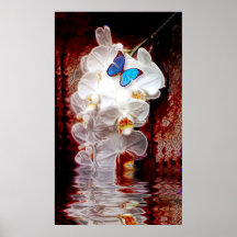 Orchids och Butterfly Print