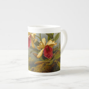 Orchids och Hummingbird Heade Benporslin Mugg
