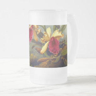 Orchids och Hummingbird Heade Frostat Ölglas