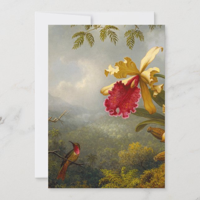Orchids och Hummingbird Heade Inbjudningar (Framsida)