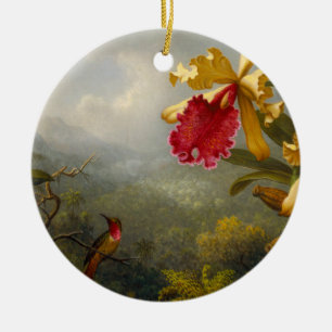 Orchids och Hummingbird Heade Julgransprydnad Keramik