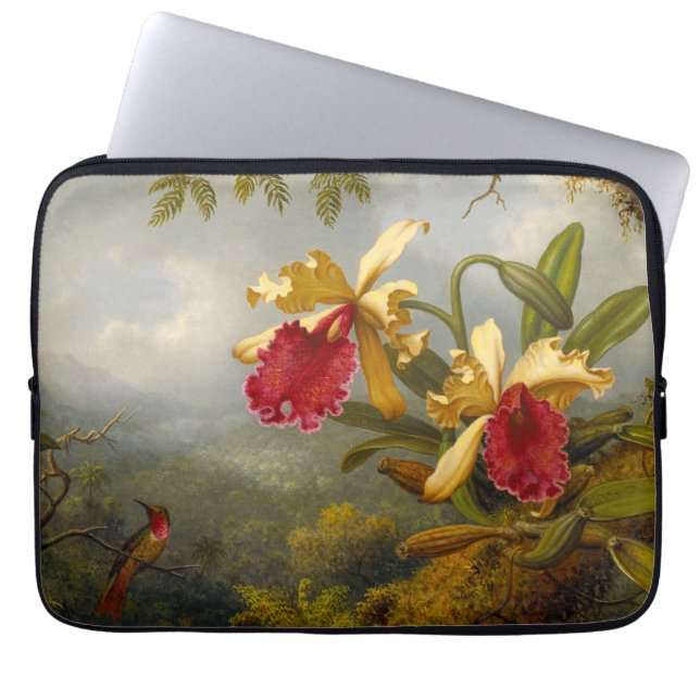 Orchids och Hummingbird Heade Laptop Fodral (Framsidan)