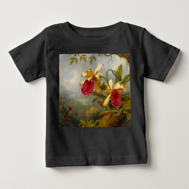 Orchids och Hummingbird Heade T Shirt (Framsida)
