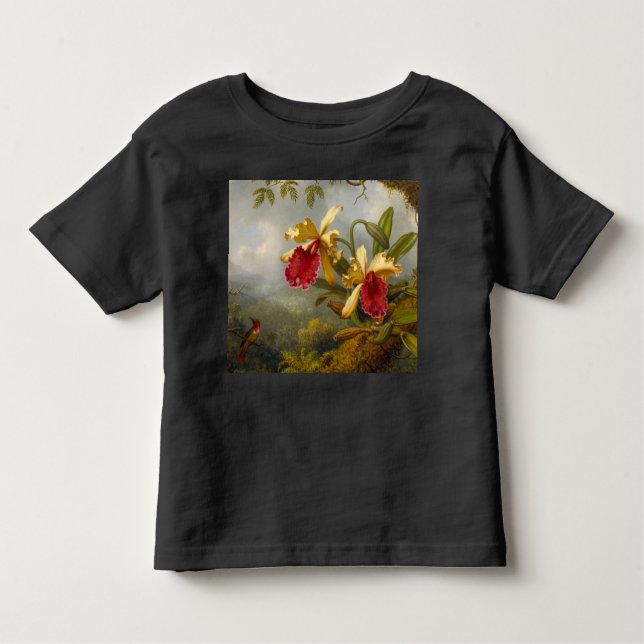 Orchids och Hummingbird Heade T Shirt (Framsida)