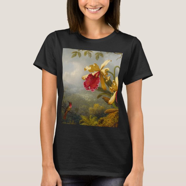 Orchids och Hummingbird Heade T Shirt (Framsida)
