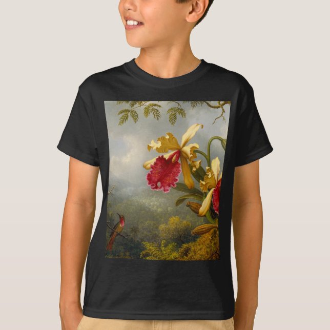 Orchids och Hummingbird Heade T Shirt (Framsida)