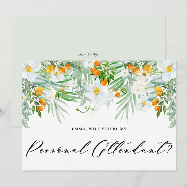 Orchids och Kumquats är min personliga assistent Inbjudningar (Fram/baksida)