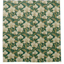 Orchids on emerald green pattern