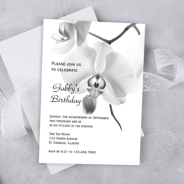 Orchids på Stem-Födelsedagsfesten Inbjudningar (Skapare uppladdad)