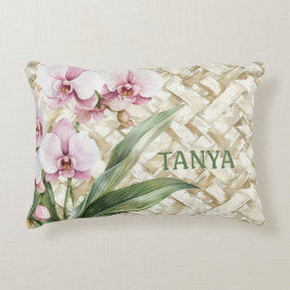 Orchids på Woven Mönster Prydnadskudde