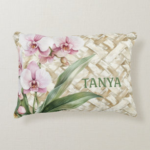 Orchids på Woven Mönster Prydnadskudde