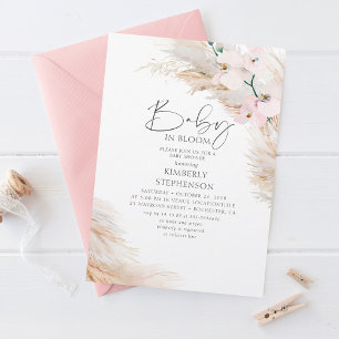 Orchids Pampas Grass Baby i Bloom Baby Shower Inv Inbjudningar