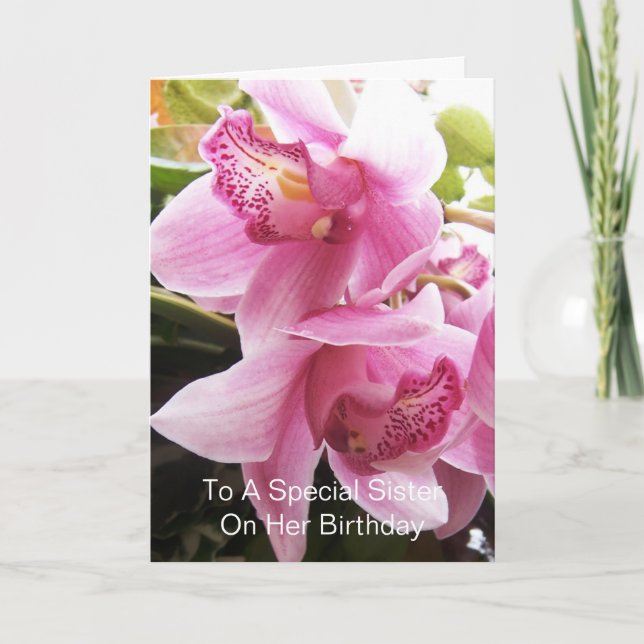 Orchids Personlig Sister Birthday Kort (Framsida)
