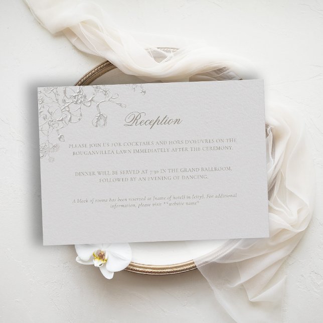 Orchids Reverie Ivory Formal Traditional Wedding Tilläggskort (orchid wedding enclosure card reception art sketch romantic modern classic formal elegant ivory)