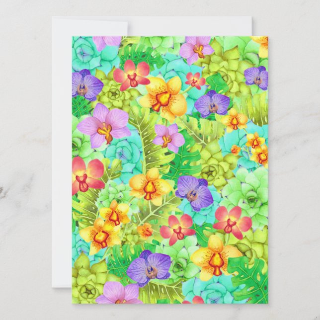 Orchids Succulents Monsteras Art Print Flat Card Inbjudningar (Framsida)