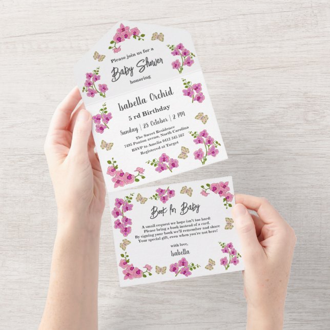Orchids Tropical Butterfly Baby Shower (Tearaway)