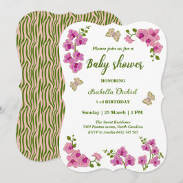 Orchids Tropical Butterfly Baby Shower Inbjudningar